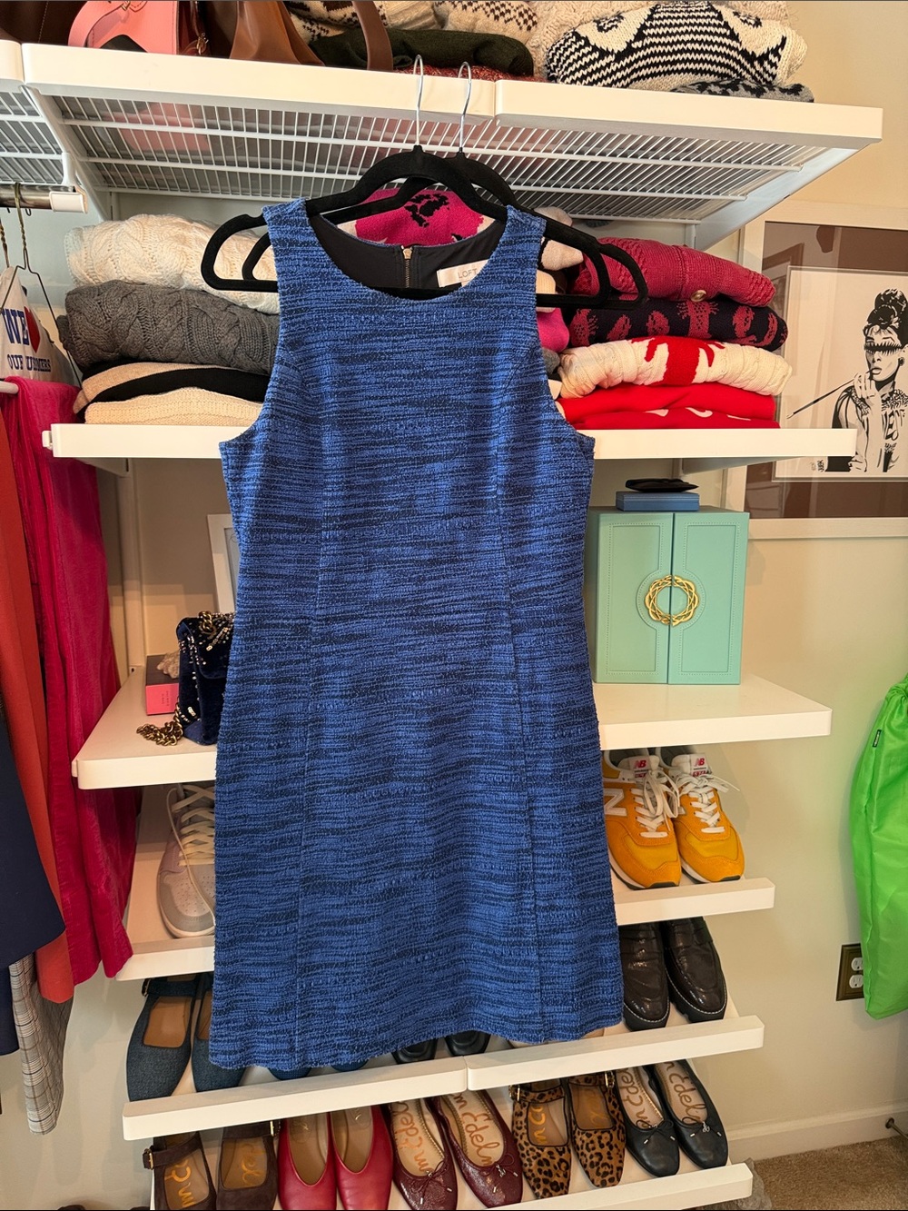 LOFT Cobalt Blue Sleeveless Textured Shift Mini Dress
